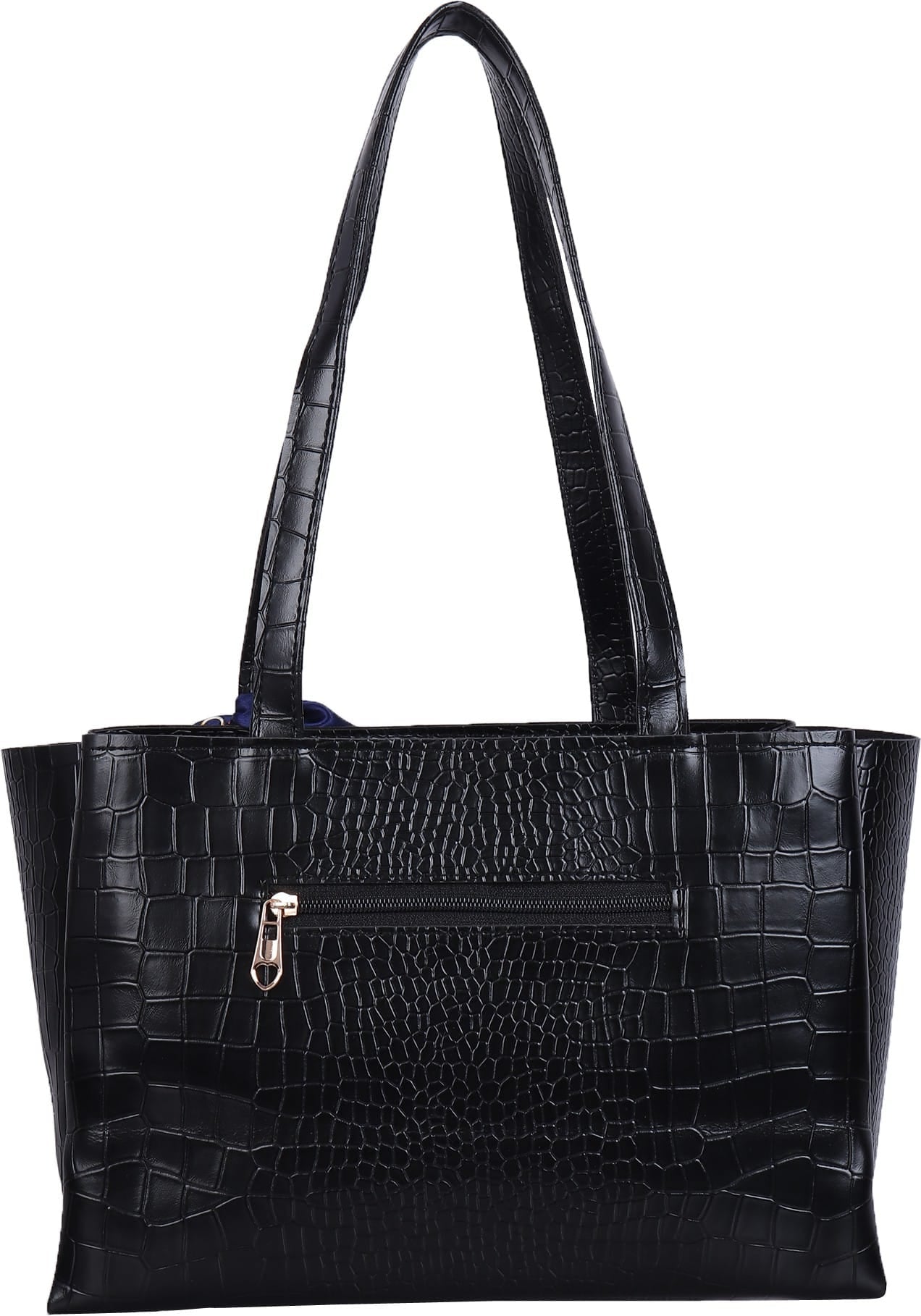 Elegant Croco-Embossed 3-Partition Tote – Premium Synthetic Leather Handbag