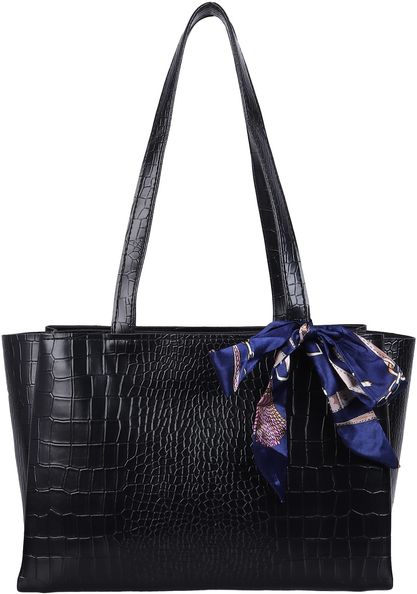 Elegant Croco-Embossed 3-Partition Tote – Premium Synthetic Leather Handbag
