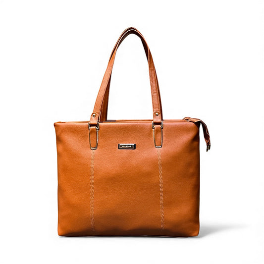 Premium 3-Partition Leather-Texture Handbag | Laptop-Friendly | 6-Month Warranty
